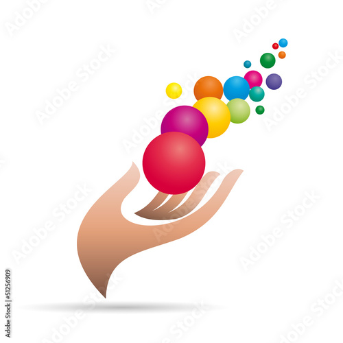 Vector logo Hand and spheres