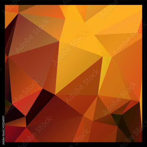 Colorful orange polygon abstract background, vector