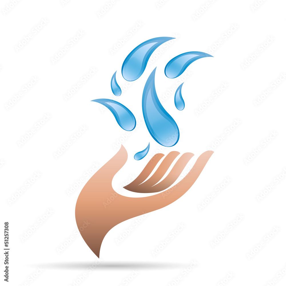 Obraz premium Vector logo Hand and water
