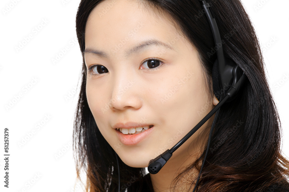 asian woman assistant wearing headset asian woman assistant wearing headset