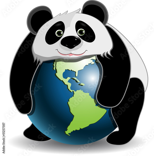 Fototapeta Naklejka Na Ścianę i Meble -  Panda on the globe