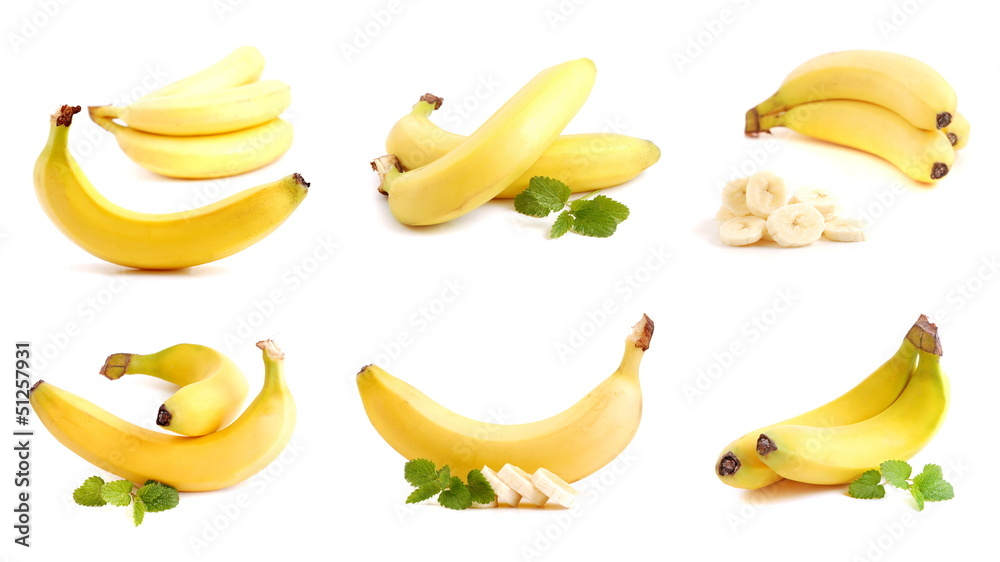 Set of Ripe bananas