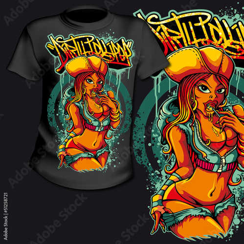 T-Shirt Print Lollipop Girl