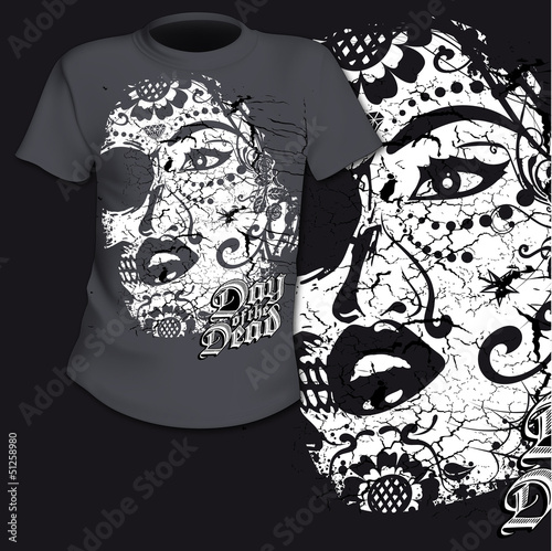 T-Shirt Print Sugar Skull