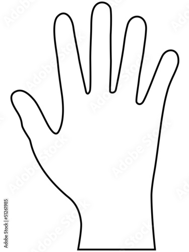 Schwarze Kontur einer rechten Hand – Vektor und freigestellt