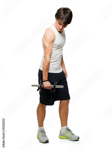 Young Man Holding Exercise Equipment