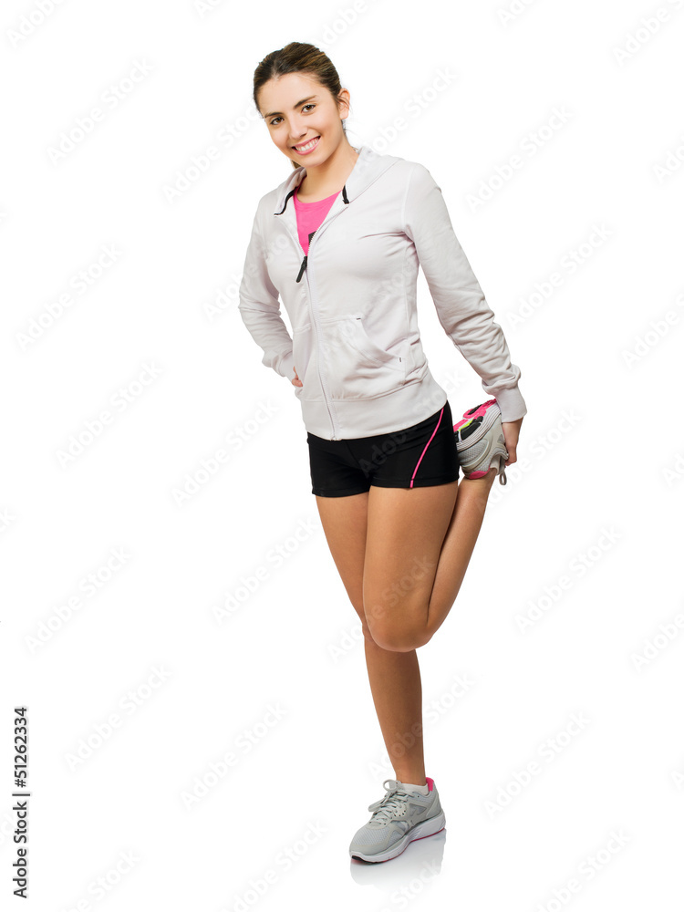 Fototapeta premium Young Woman Stretching His Leg Up