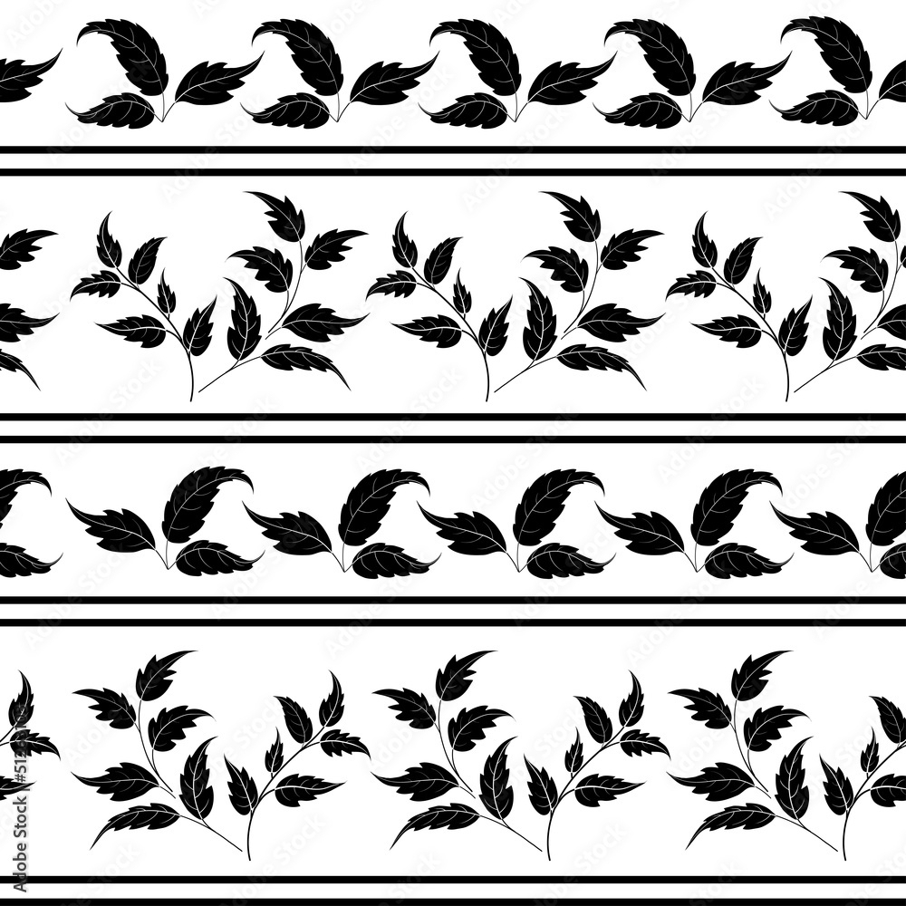Obraz premium Seamless, plants silhouettes and lines