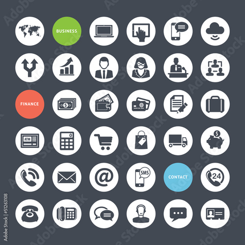 Set of icons for business, finance and communication