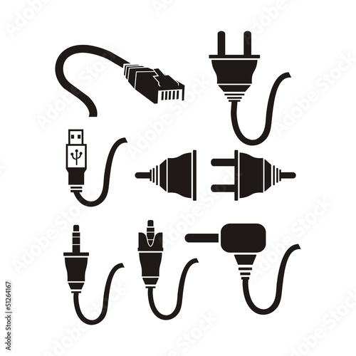 plug cable icons sets