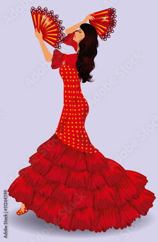 Flamenco dancer. spanish girl. vector illustration