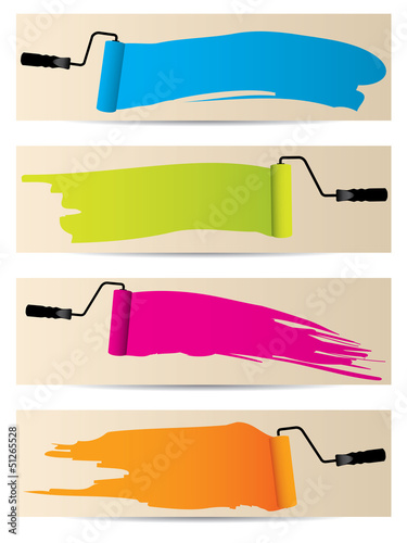 Banner set of four with paint rollers
