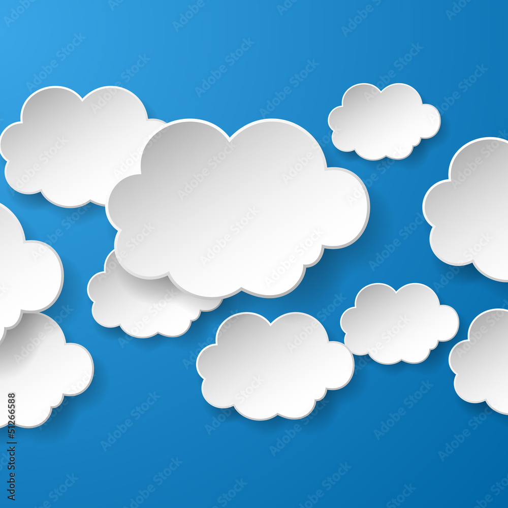 Abstract speech bubbles in the shape of clouds used in a social