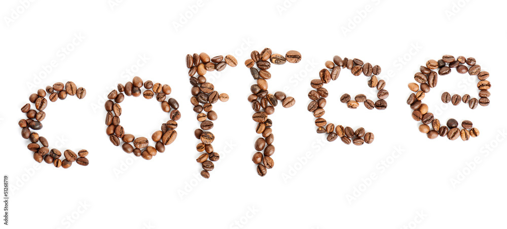 coffee word on white background coffee word on white background