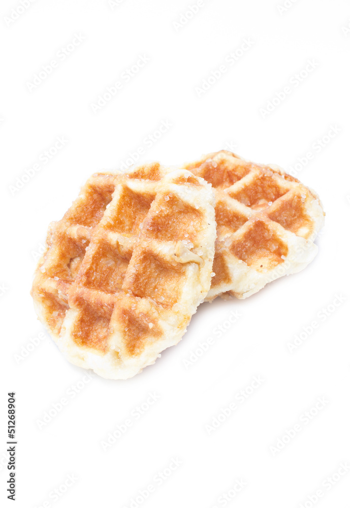 Close up of waffle on white background. Close up of waffle on white background.