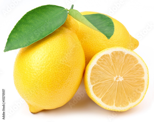 Obraz na plátne Lemons with leaves.