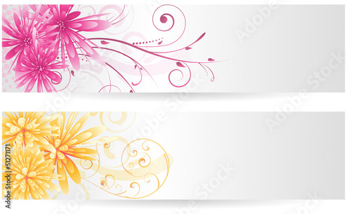 Banners with abstract flowers