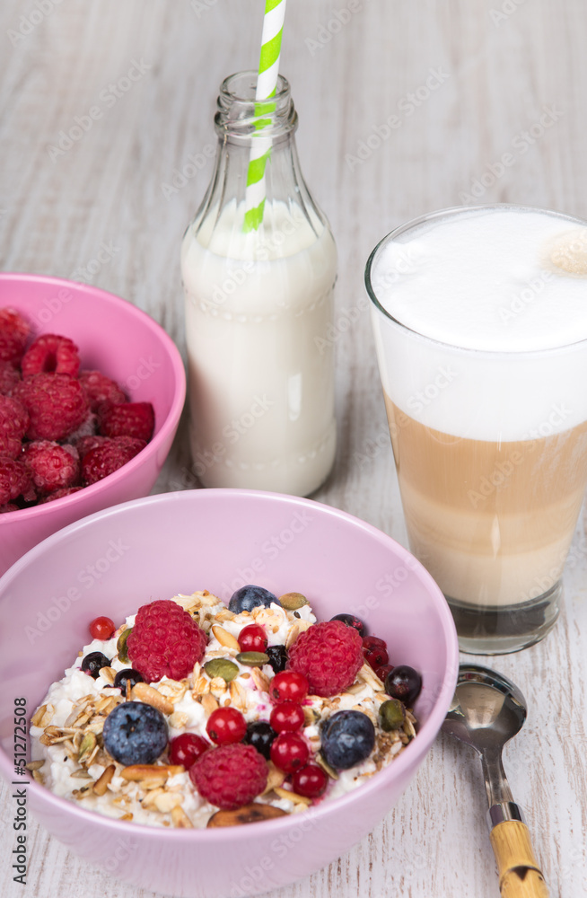 Healthy breakfast with home made cereals Healthy breakfast with home made cereals