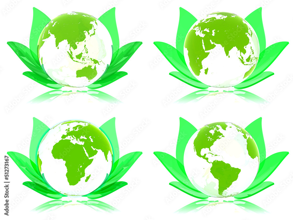 Grüne Erde Konzept 3D, Alle Kontinente