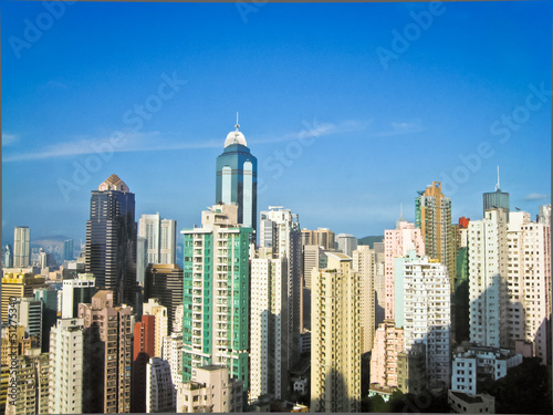 Skyscrapers in Hong Kong with sun 2