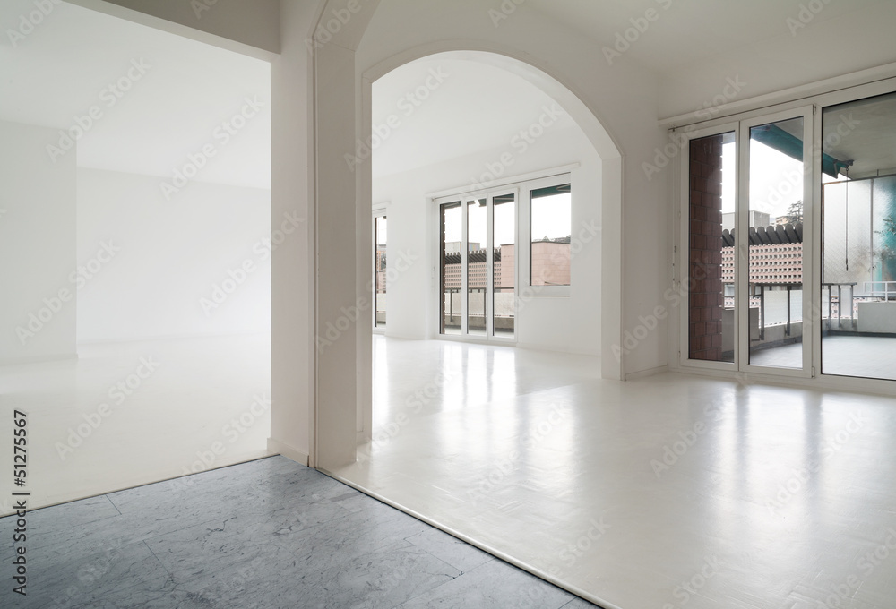 White apartment Interior, view of the rooms White apartment Interior, view of the rooms