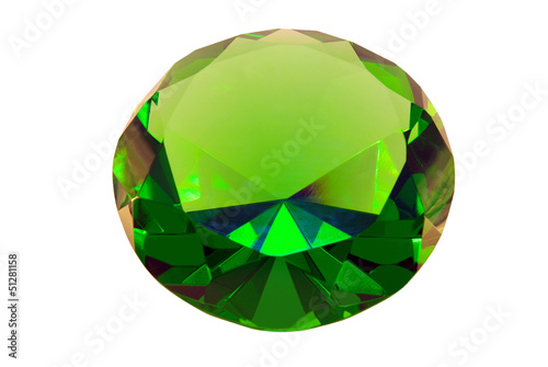 green emerald stone on a white background