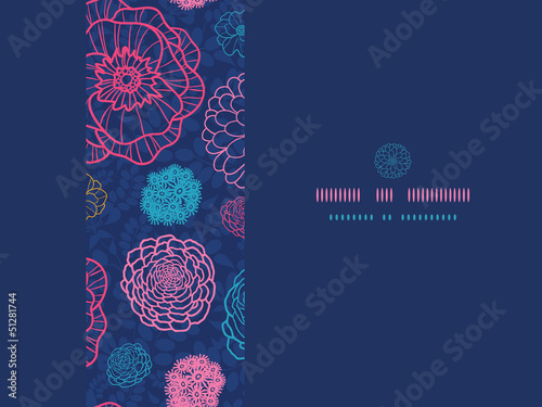 Fototapeta Naklejka Na Ścianę i Meble -  Vector glowing night flowers elegant horizontal seamless pattern