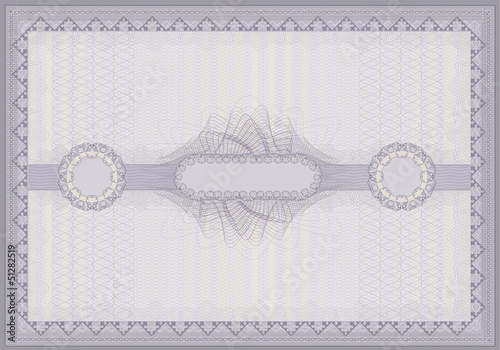 Certificate violet guilloche voucher template horizontal A4