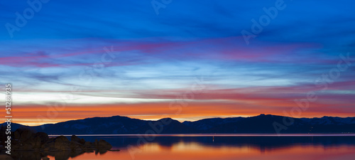 Canvas Print Lake Tahoe Sunset/Tahoe Sunset with large stones in water.