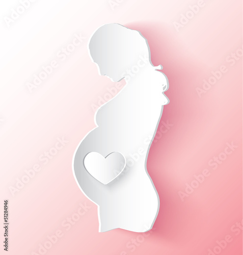 Vector Sticker of Pregnant Woman WIth Heart Over Her Belly