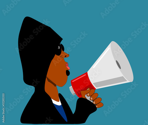 black man with megaphone