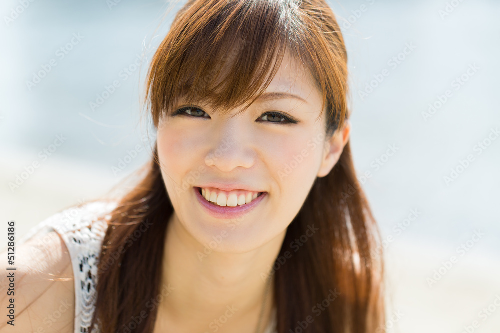 Beautiful asian woman on beach summer holiday