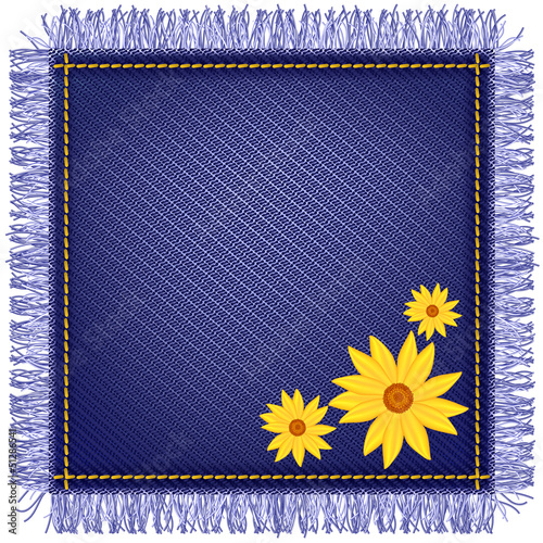 Napkin from jeans fabric and flowers