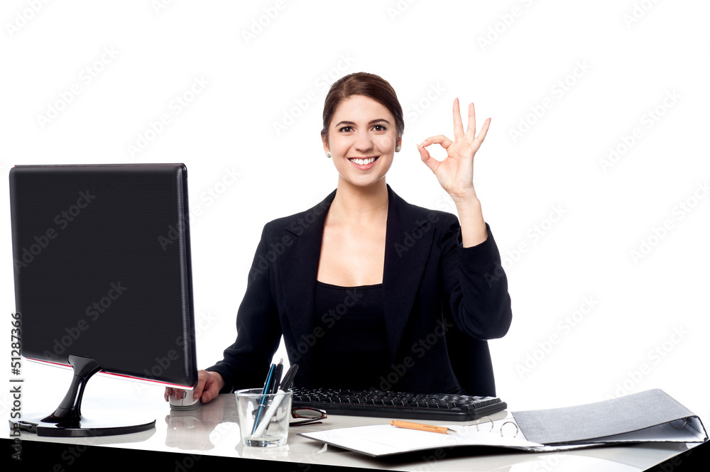 Business is great. Cheerful corporate woman. Business is great. Cheerful corporate woman.