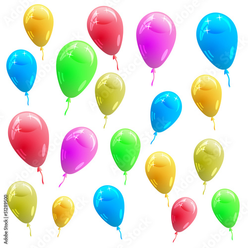 Background with glossy multicolored balloons. Vector illustratio
