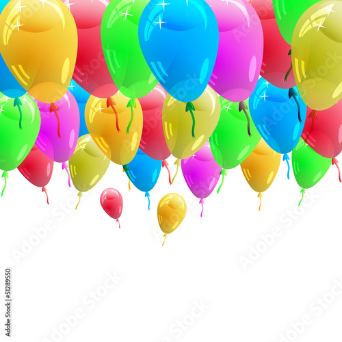 Background with glossy multicolored balloons. Vector illustratio