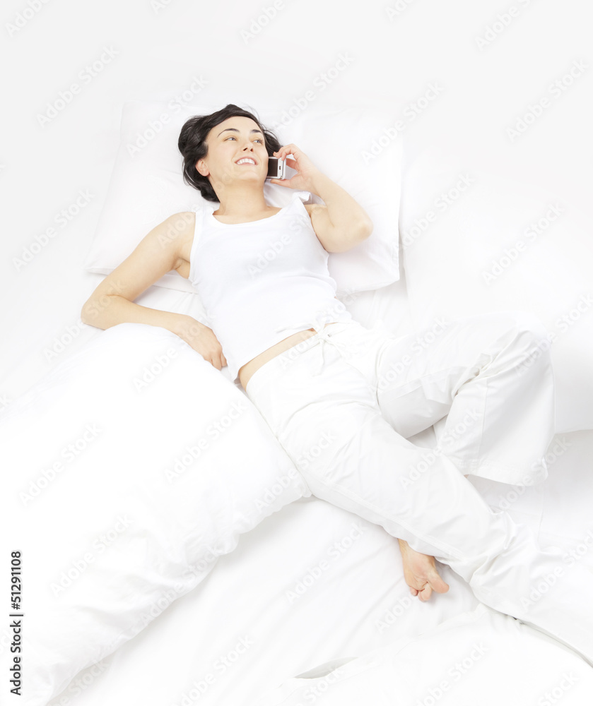 A portrait of young girl in bed A portrait of young girl in bed