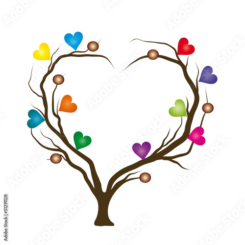 tree with bright hearts