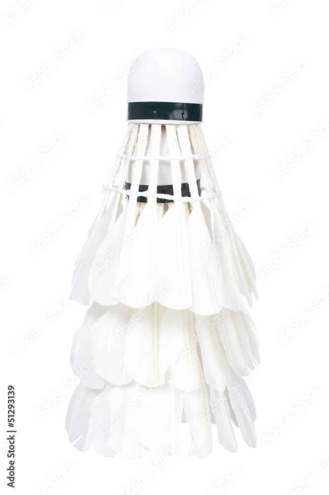 three shuttlecocks for badminton isolated on a white background