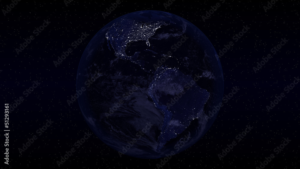 Obraz premium continent Américain de nuit
