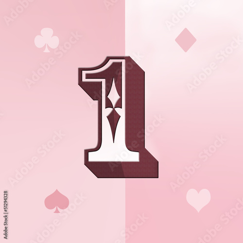 Numero Uno sobre fondo rosa.