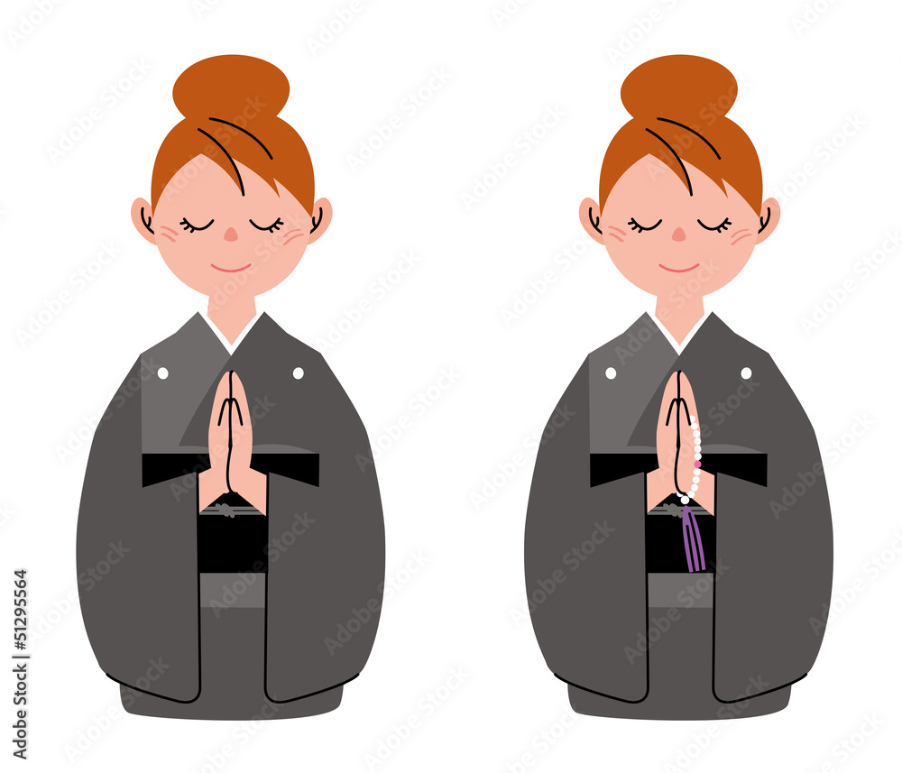 喪服女性合掌stock Illustration Adobe Stock