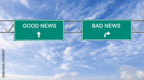 Road sign to good and bad news