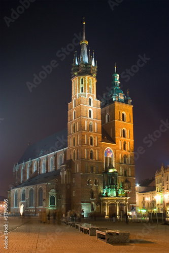 Night city square in Krakow  Poland