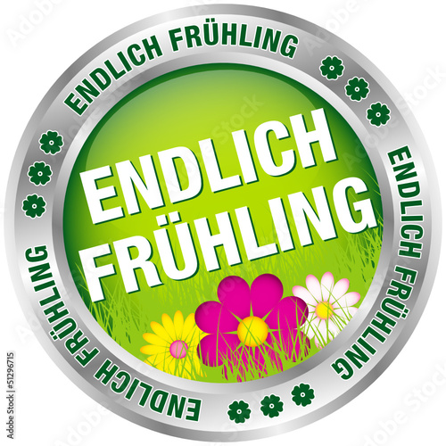 Button "Endlich Frühling" grün/silber