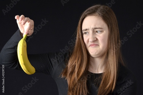 Teen disgusted with banana