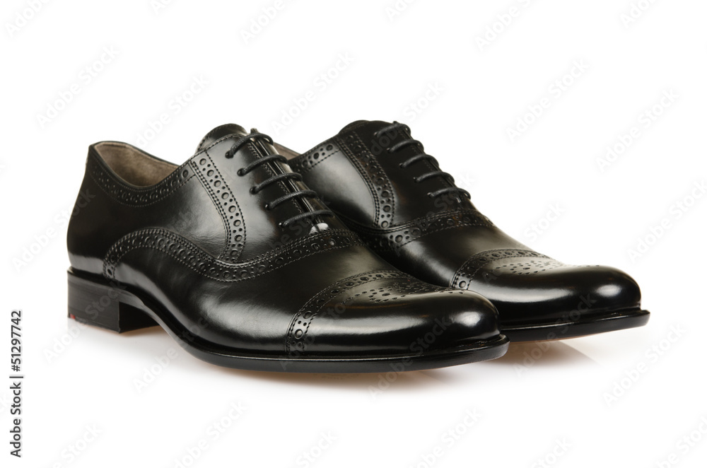 Fashion concept with male shoes on white Fashion concept with male shoes on white