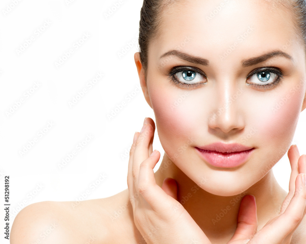 Beauty Portrait. Beautiful Spa Woman Touching her Face Beauty Portrait. Beautiful Spa Woman Touching her Face