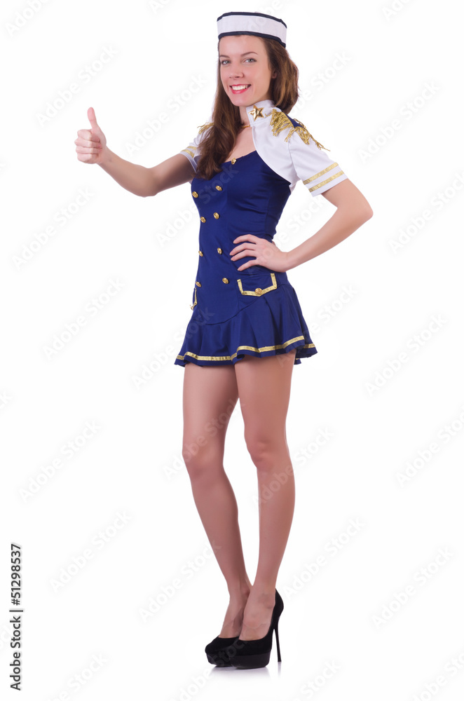 Woman airhostess isolated on the white Woman airhostess isolated on the white