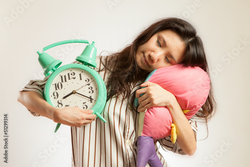 Asian woman in the morning still sleepy